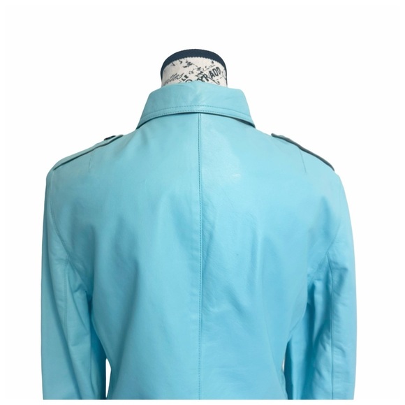 Source Unknown Women’s Aqua Leather Jacket - Picture 6 of 11